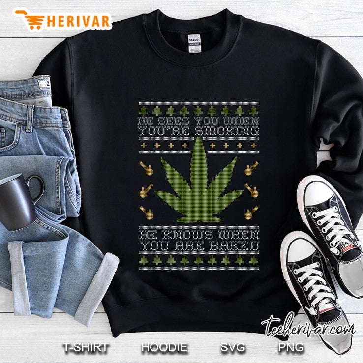 Get Baked Weed Ugly Christmas Sweater Xmas Marijuana Meme
