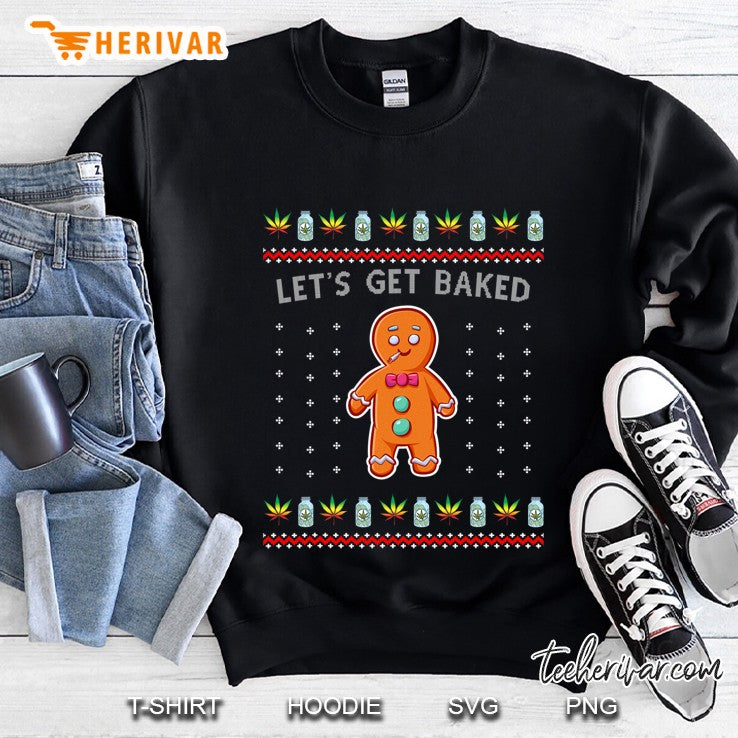 Ugly Christmas Sweater Let’s Get Baked Gingerbread Weed