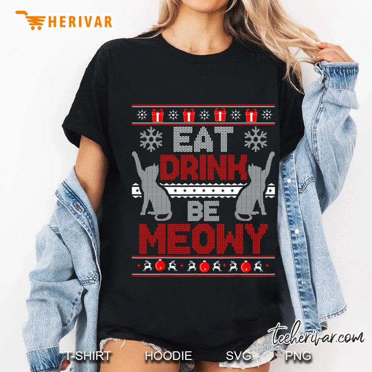 Eat Drink Be Meowy Cat Christmas Ugly Sweater