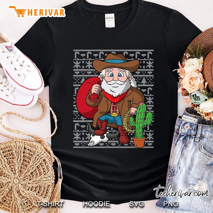 Western Cowboys Santa Claus Ugly Christmas Sweater Pattern