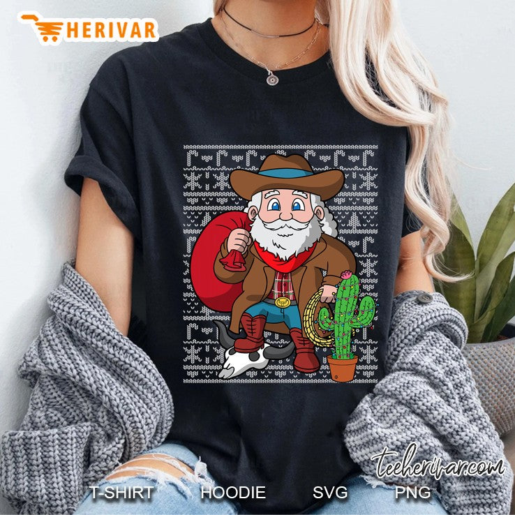 Western Cowboys Santa Claus Ugly Christmas Sweater Pattern