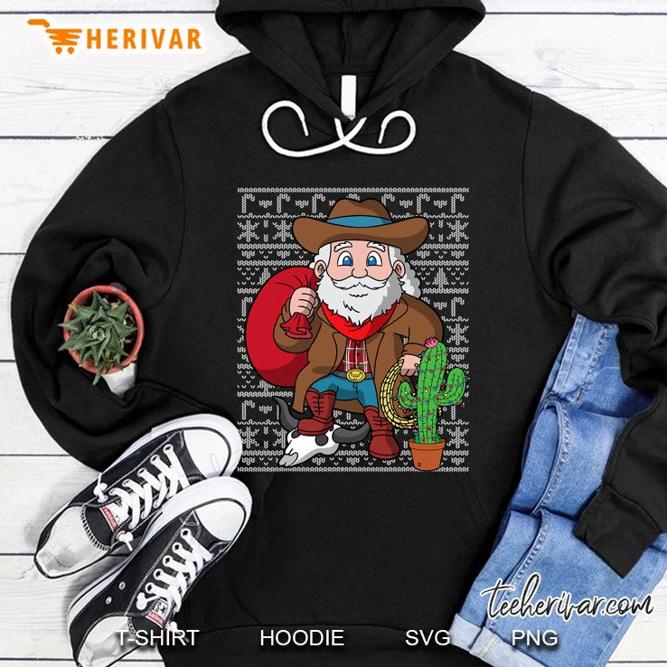 Western Cowboys Santa Claus Ugly Christmas Sweater Pattern