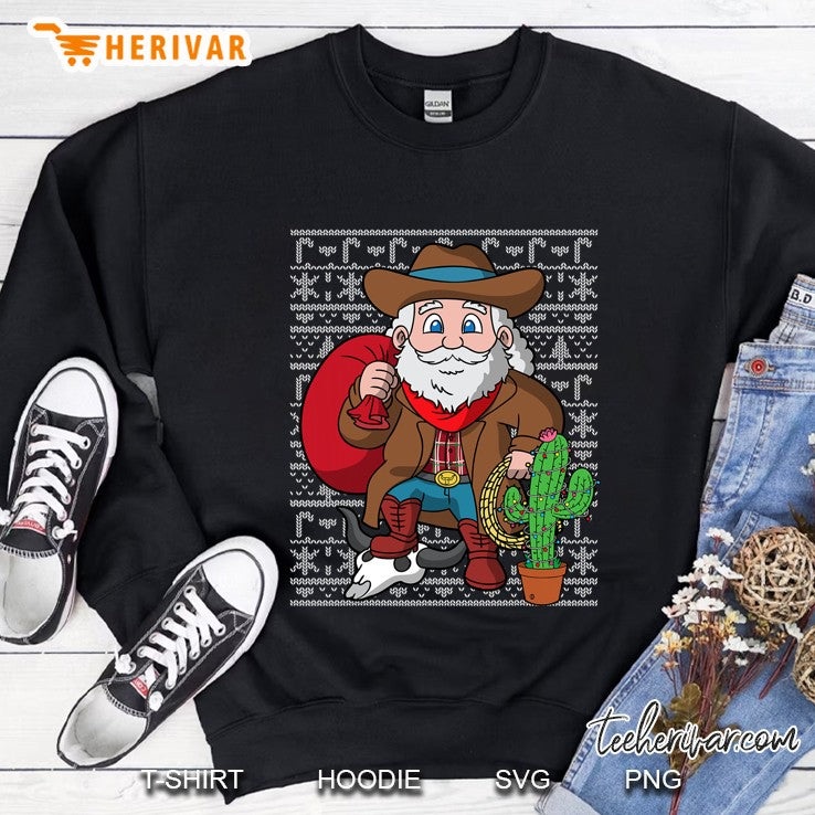 Western Cowboys Santa Claus Ugly Christmas Sweater Pattern