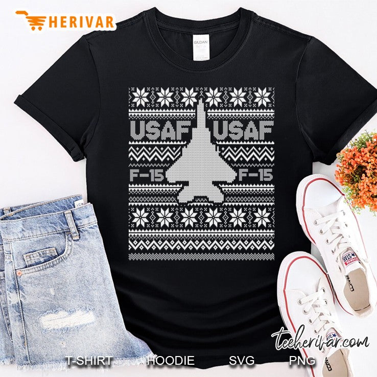 F-15 Usa Ugly Christmas Sweater Fighter Jet Usaf Pilot, Crew