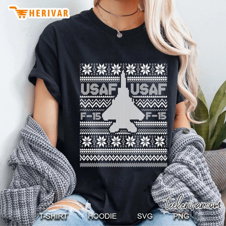 F-15 Usa Ugly Christmas Sweater Fighter Jet Usaf Pilot, Crew
