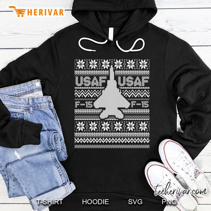 F-15 Usa Ugly Christmas Sweater Fighter Jet Usaf Pilot, Crew