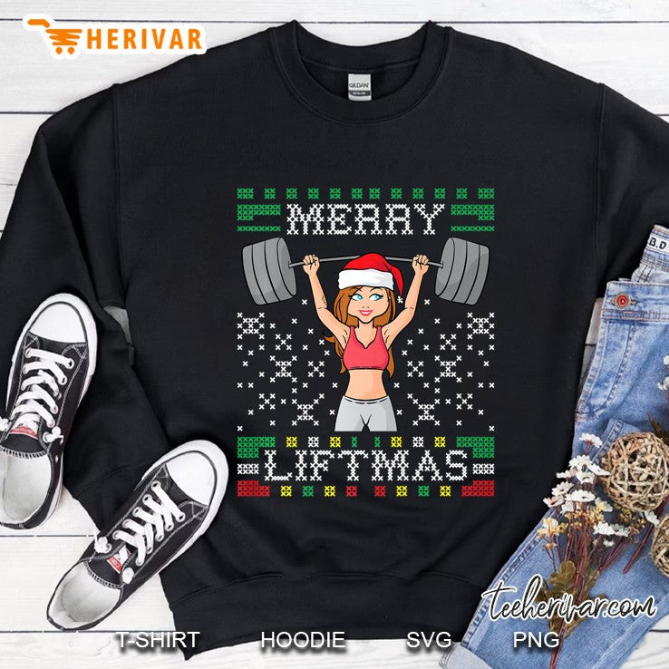 Merry Liftmas Ugly Christmas Sweater Miss Santa Gym Workout