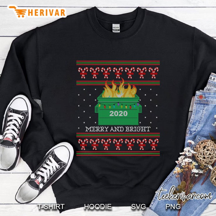 Merry And Bright 2020 Dumpster Fire Ugly Christmas Sweater