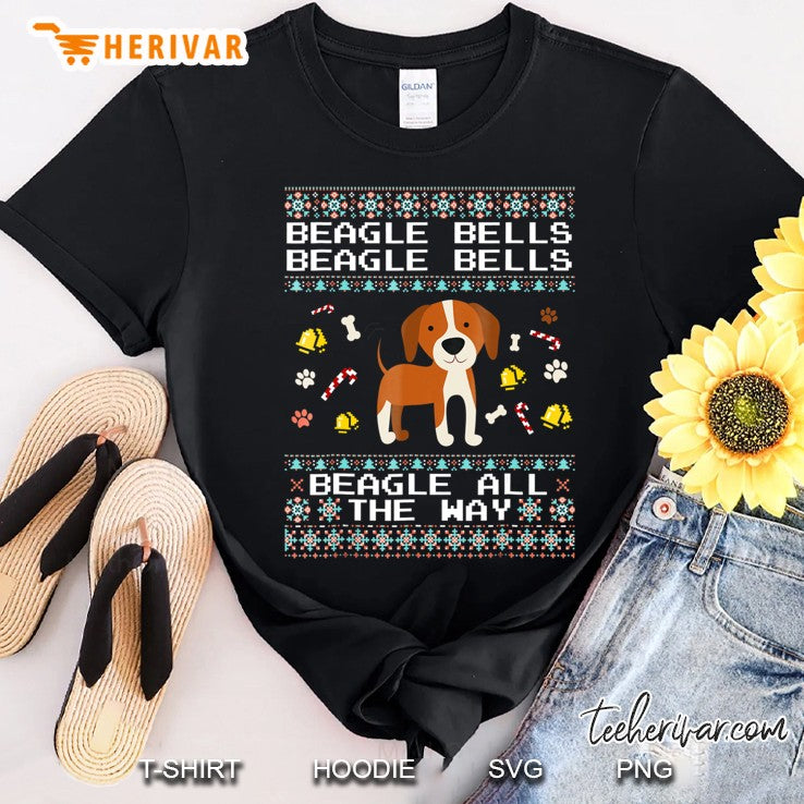 Beagle Bells Beagle All The Way Ugly Sweater Christmas Shirt