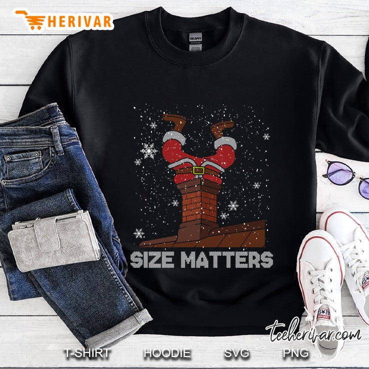 Size Matters Fat Santa Claus Chimney Ugly Christmas Sweater