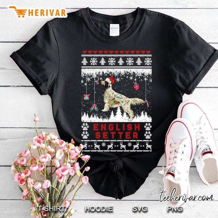 English Setter Dog Ugly Sweater Christmas Light