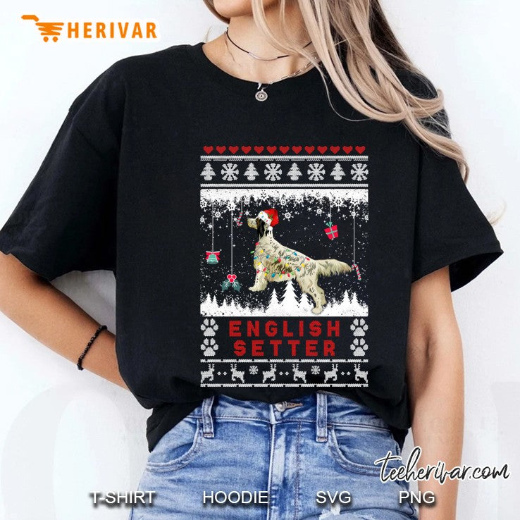 English Setter Dog Ugly Sweater Christmas Light