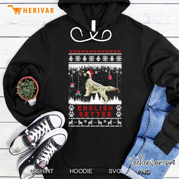 English Setter Dog Ugly Sweater Christmas Light