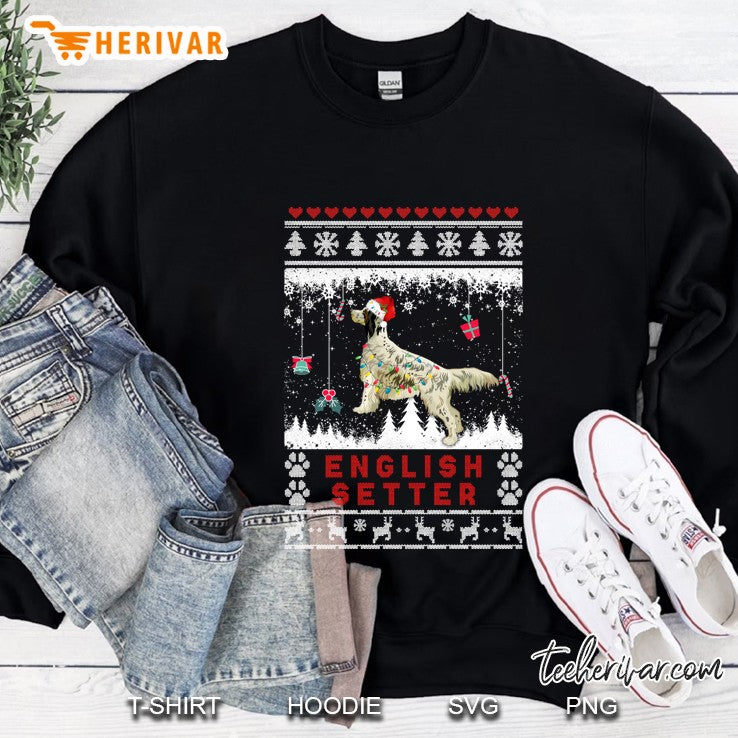 English Setter Dog Ugly Sweater Christmas Light
