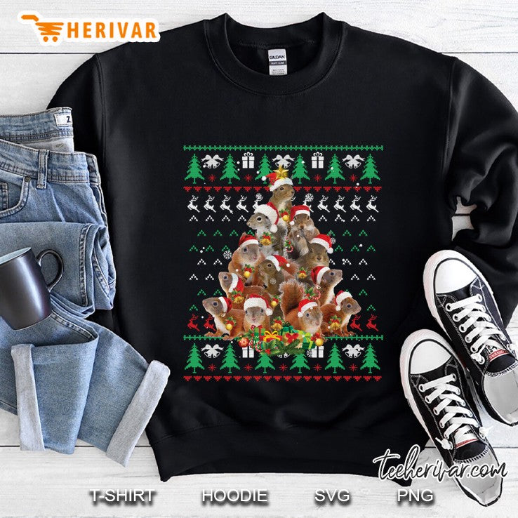 Squirrel Christmas Tree Ugly Sweater Squirrel Lover Gift