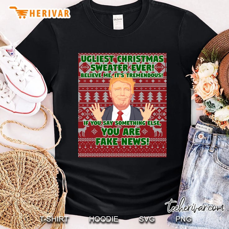 Trump Ugly Christmas Sweater Ugliest Sweater Fake News