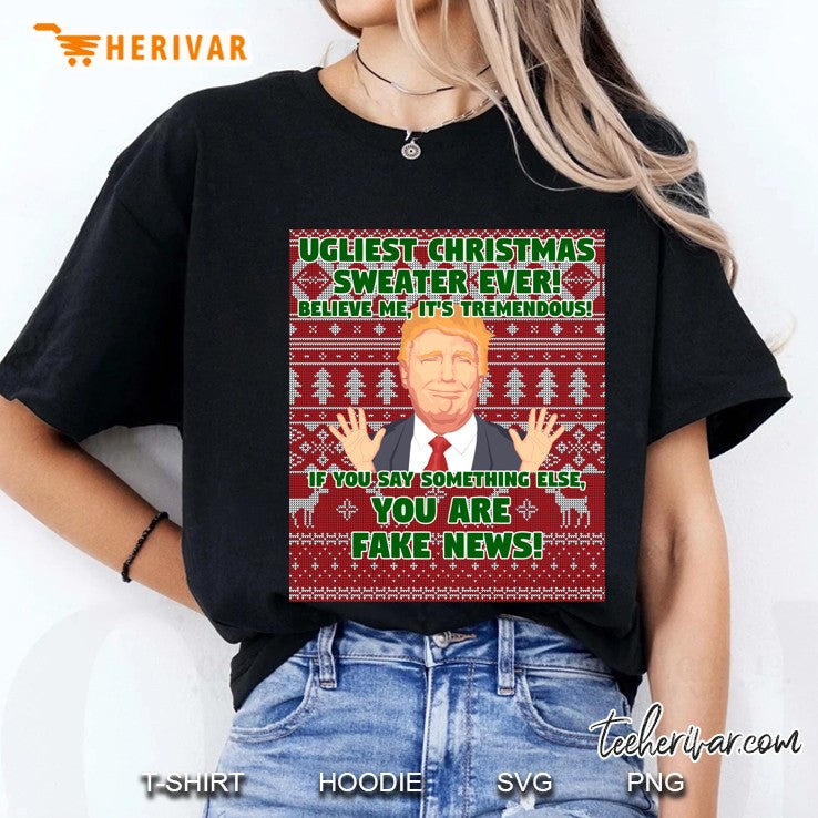 Trump Ugly Christmas Sweater Ugliest Sweater Fake News