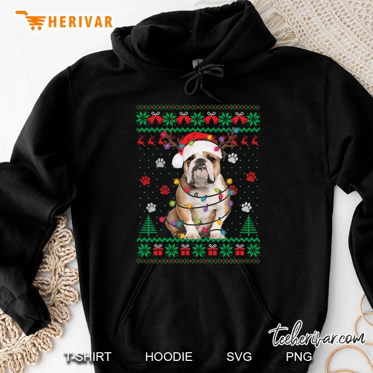 English Bulldog Christmas Lights Santa Dog Lover Ugly Sweater