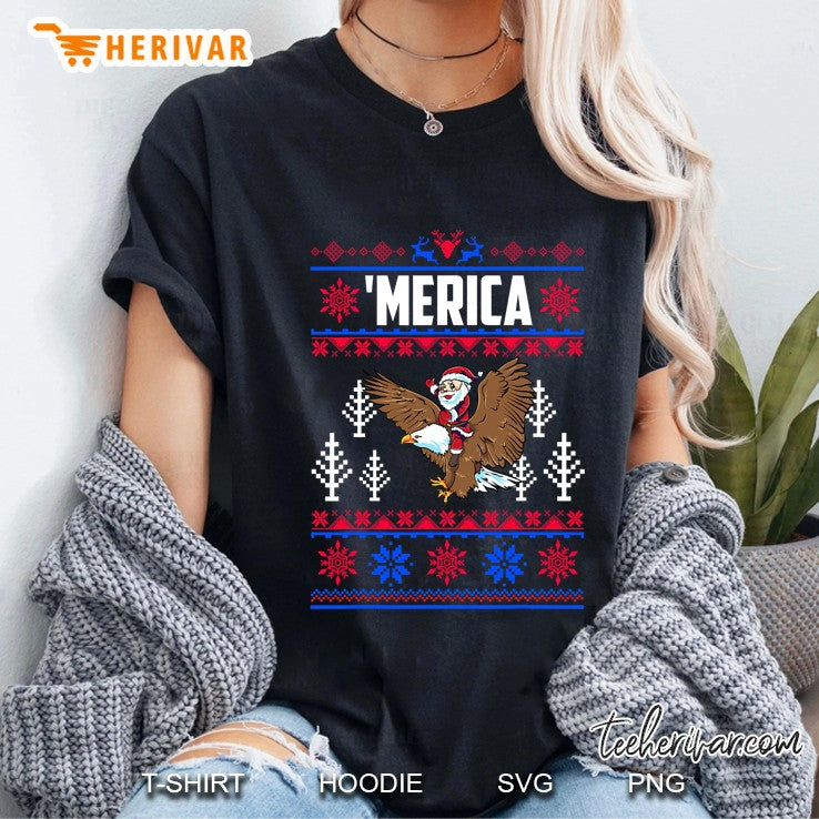 Merica Bad Eagle Ugly Christmas Sweater Santa