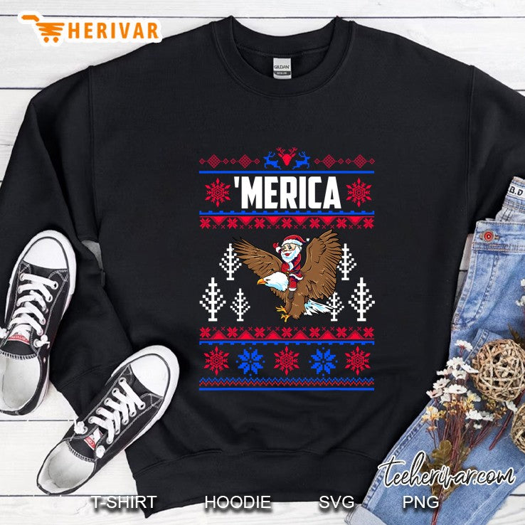 Merica Bad Eagle Ugly Christmas Sweater Santa