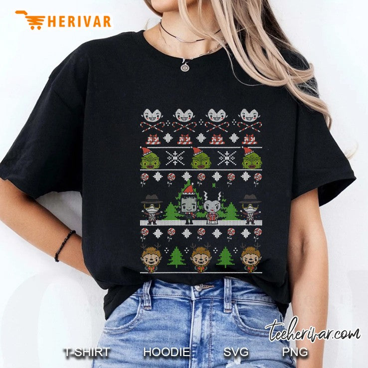 Womens Universal Monsters Christmas Group Ugly Sweater Style