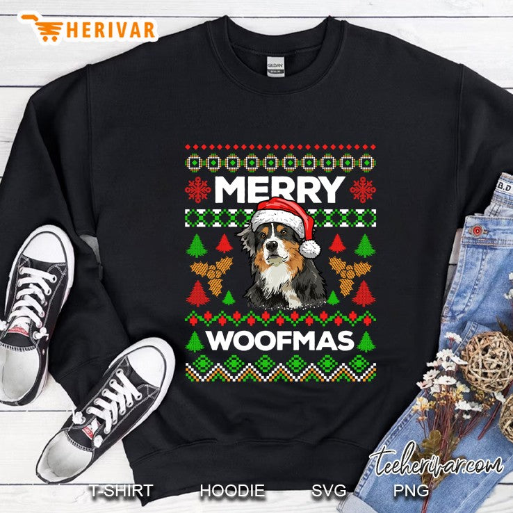 Merry Woofmas Ugly Sweater Christmas Australian Shepherd