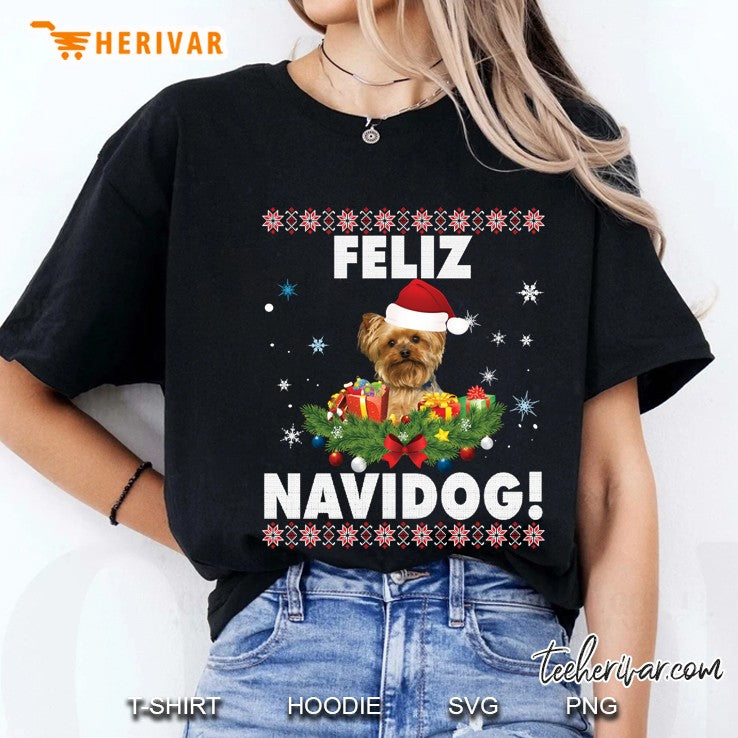 Feliz Navidog Yorkie Dog Ugly Sweater Christmas Santa Merry