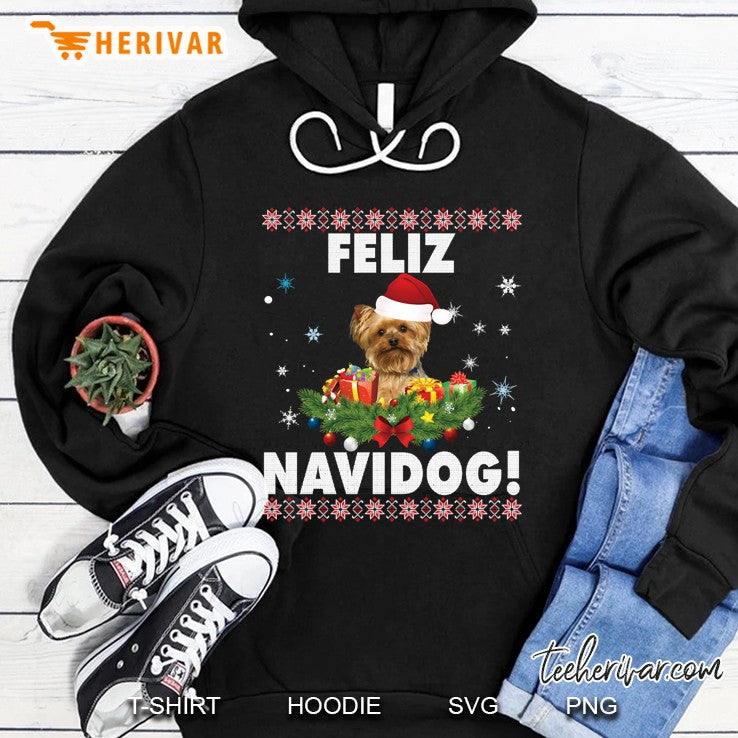 Feliz Navidog Yorkie Dog Ugly Sweater Christmas Santa Merry