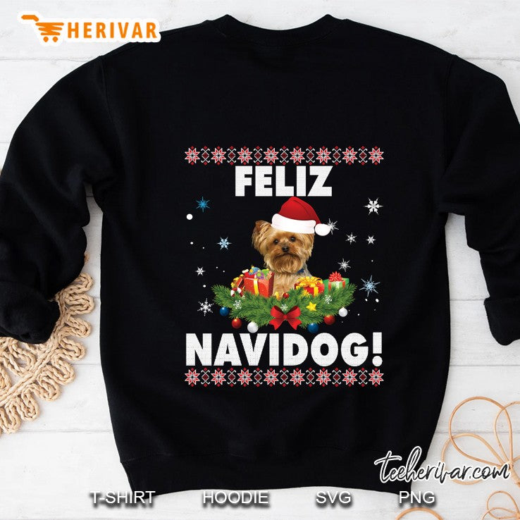Feliz Navidog Yorkie Dog Ugly Sweater Christmas Santa Merry