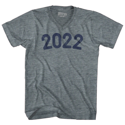 2022 Year Celebration Tri-Blend V-neck Womens Junior Cut T-shirt