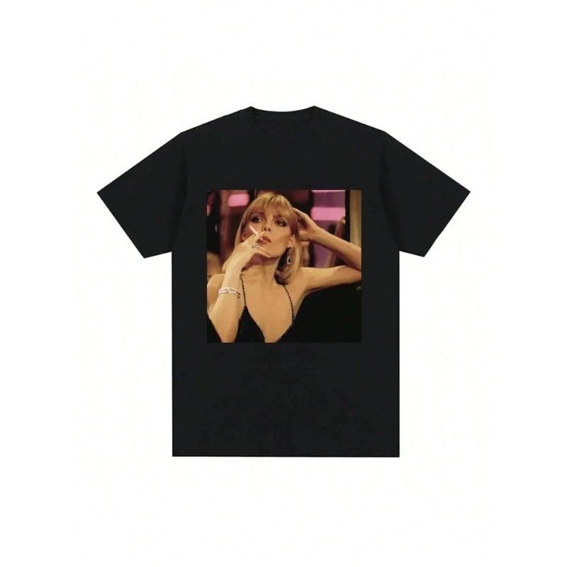 2024  Movie Michelle Pfeiffer Tony Montana Graphic Print Women T-Shirt Men Fashion Clothes Vintage Punk Gothic T-Shirt...