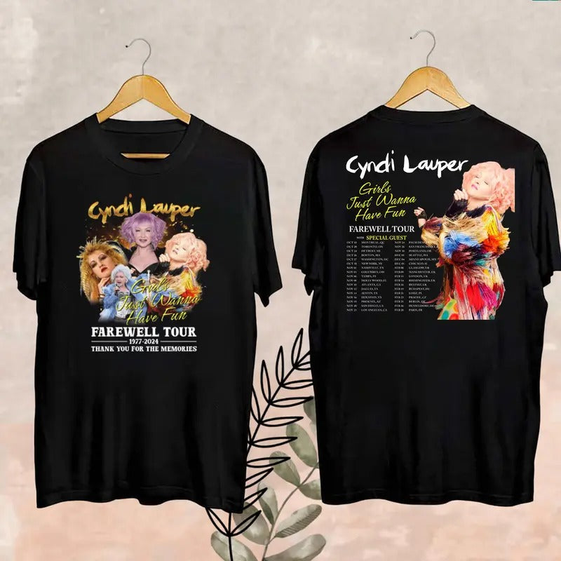 2024 Cyndi Lauper Girl Just Wanna Have Fun Farewell Tour T-Shirt, Cyndi Lauper Fan Gifts, Cyndi Lauper Merch, Cyndi...