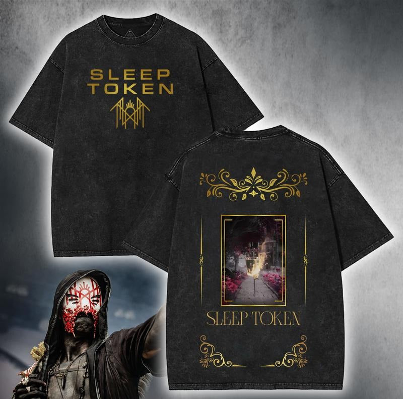 2025 Limited Sleep Token merch Unisex Rock Band Washed Tshirt Hoodie, Sweatshirt | UrbanDripWear.com