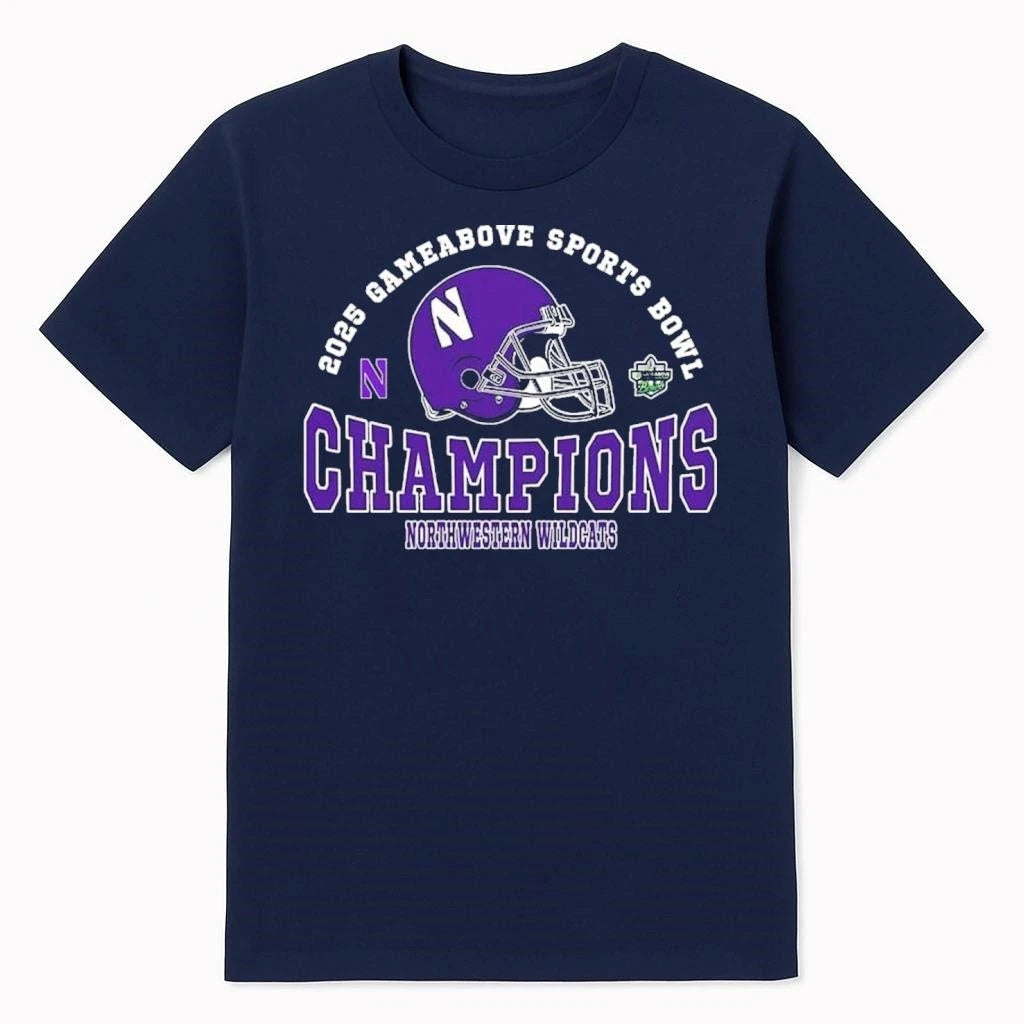 2025 GameAbove Bowl Champions Northwestern Wildcats Football Champions 2025 GameAbove Sports Bowl Shirt