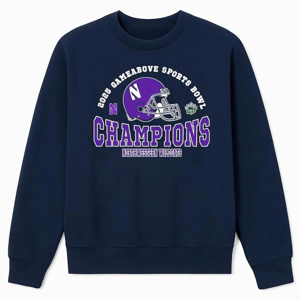 2025 GameAbove Bowl Champions Northwestern Wildcats Football Champions 2025 GameAbove Sports Bowl Shirt