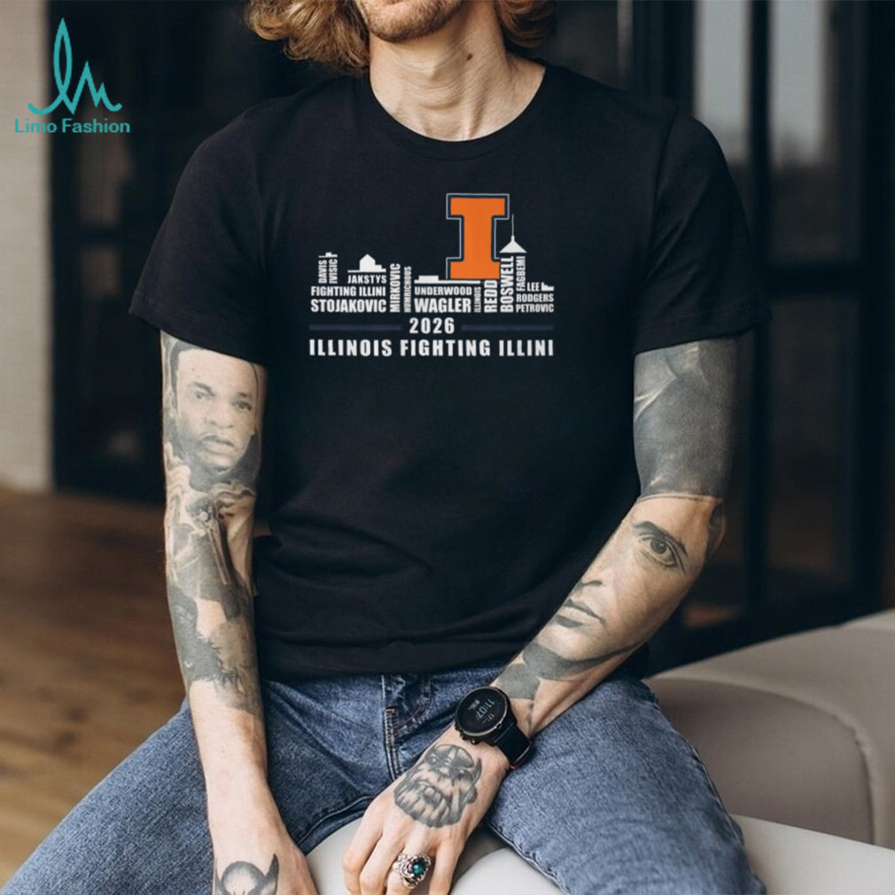 2026 Illinois Fighting Illini Basketball Team Skyline T Shirt