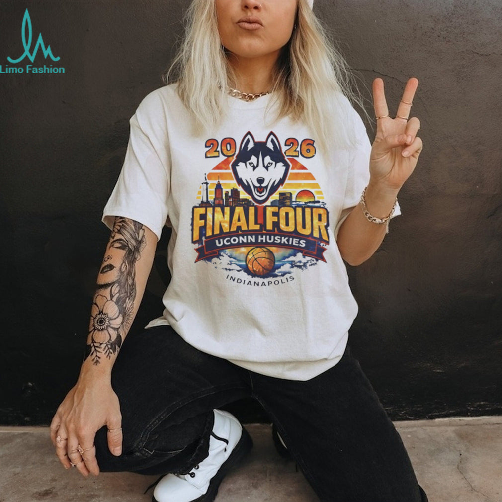 2026 NCAA Final Four UConn Huskies Indianapolis Skyline Sunset T Shirt