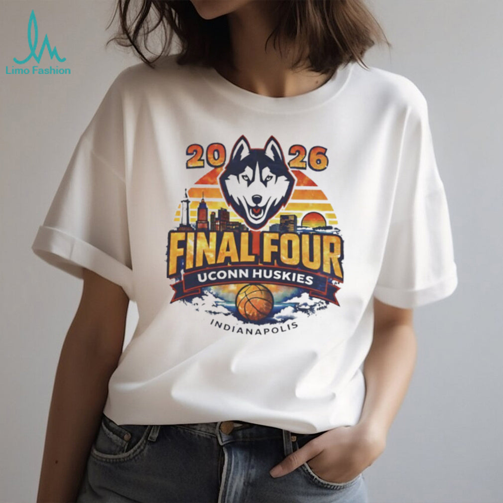 2026 NCAA Final Four UConn Huskies Indianapolis Skyline Sunset T Shirt