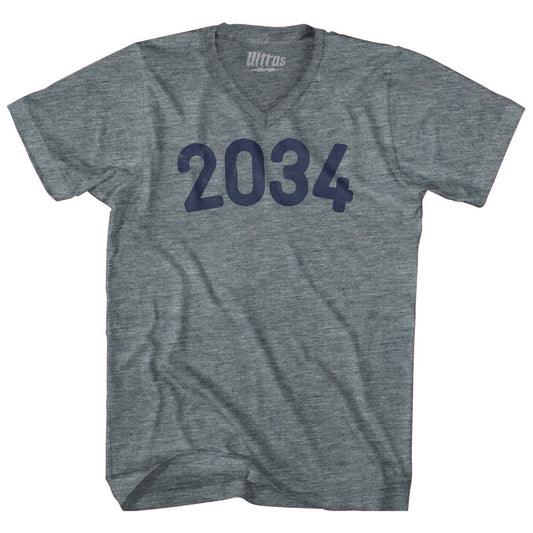 2034 Year Celebration Tri-Blend V-neck Womens Junior Cut T-shirt
