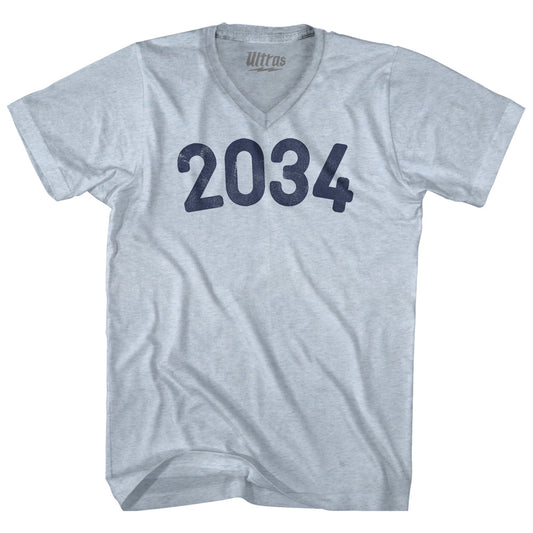 2034 Year Celebration Adult Tri-Blend V-neck T-shirt Style004