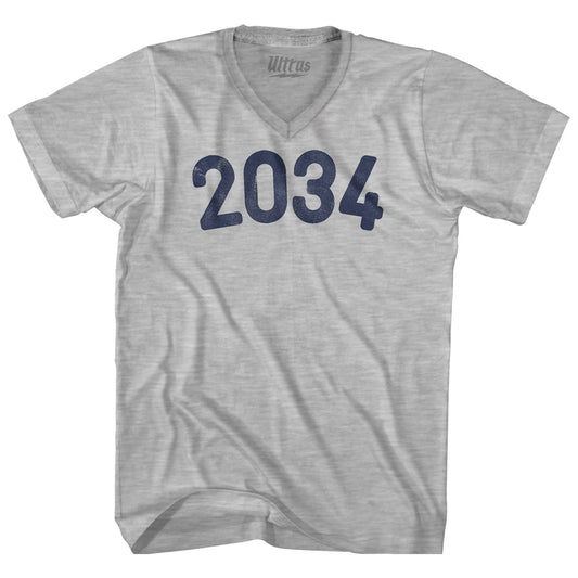 2034 Year Celebration Adult Cotton V-neck T-shirt