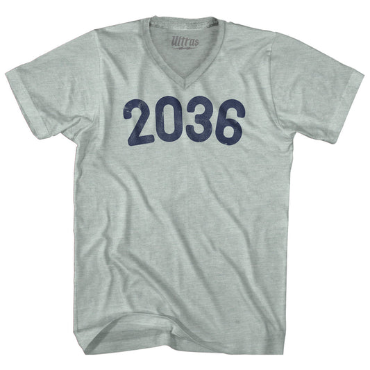 2036 Year Celebration Adult Tri-Blend V-neck T-shirt Style002