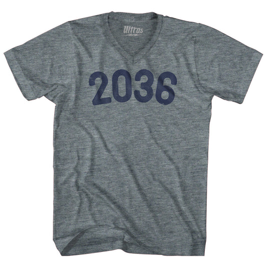 2036 Year Celebration Tri-Blend V-neck Womens Junior Cut T-shirt
