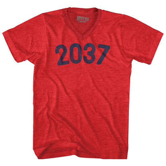 2037 Year Celebration Adult Tri-Blend V-neck T-shirt Style003
