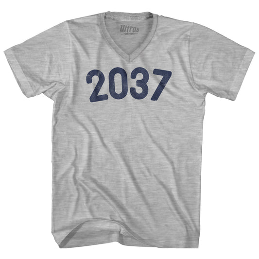 2037 Year Celebration Adult Cotton V-neck T-shirt