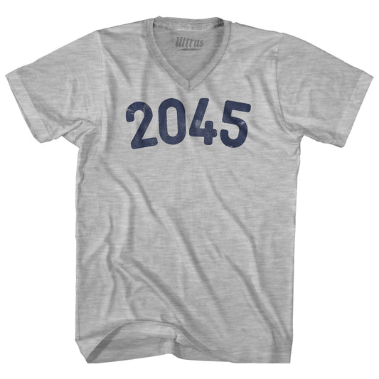 2045 Year Celebration Adult Cotton V-neck T-shirt