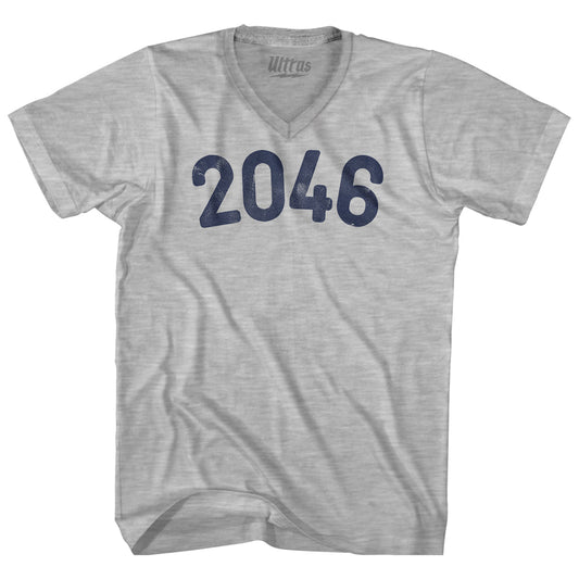 2046 Year Celebration Adult Cotton V-neck T-shirt