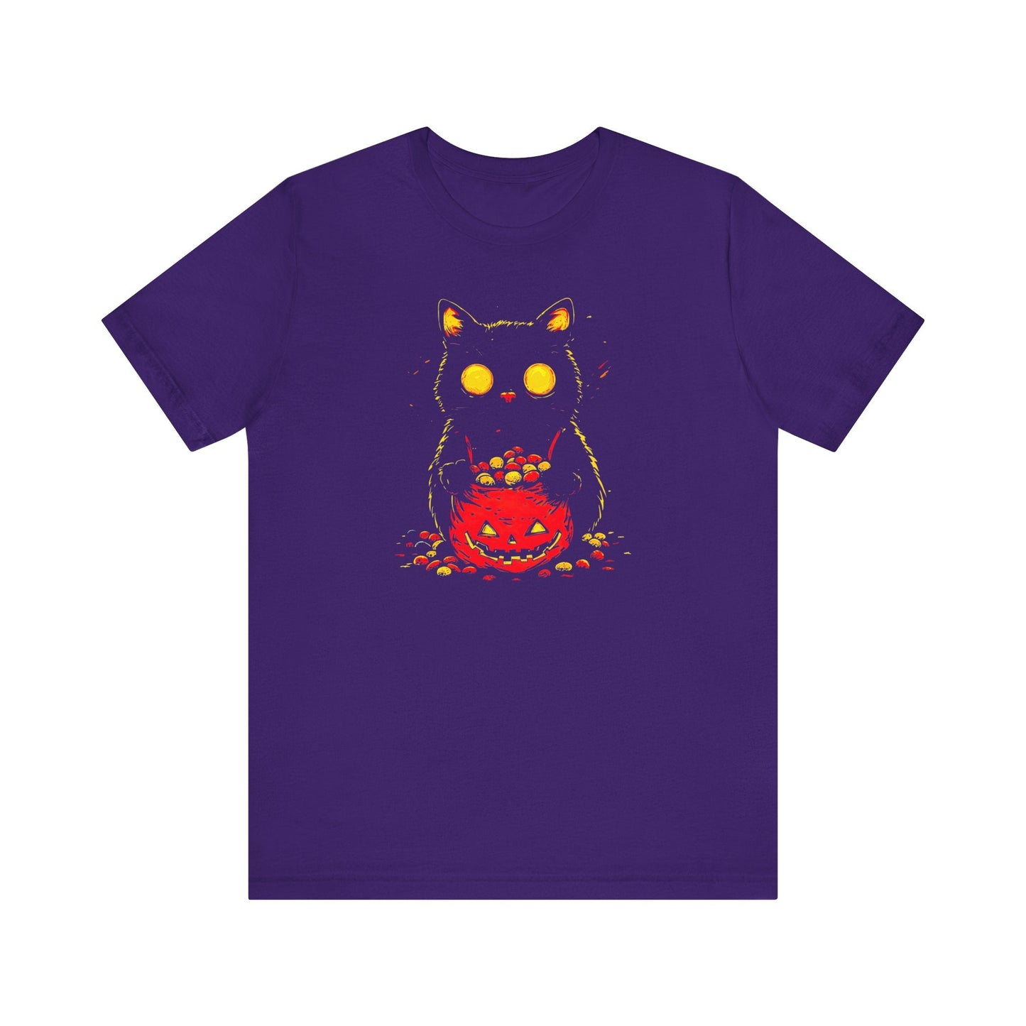 Halloween Black Cat Graphic Tee Ã¢â‚¬â€œ Spooky Pumpkin Candy Design Shirt