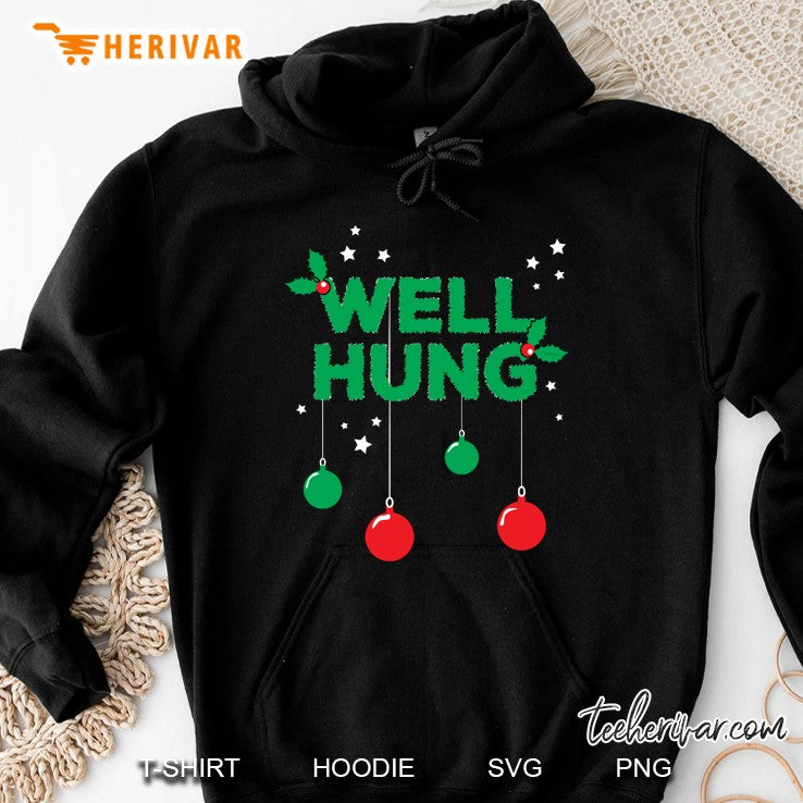 Funny Christmas Tree Lights Ugly Sweater Well Hung Party Pullover