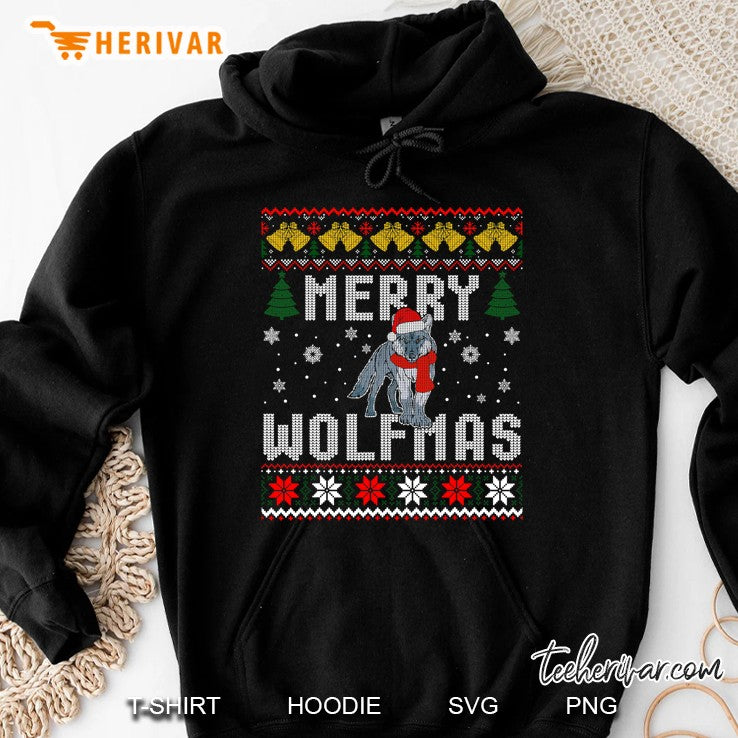 Wolf Merry Wolfmas Shirt Christmas Wolf Ugly Sweater